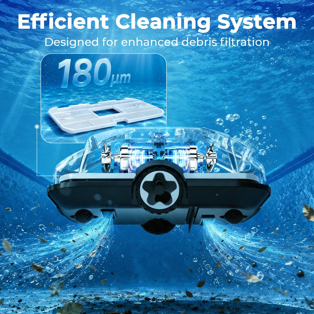 C1 Robotic Pool Cleaner, Cordless Pool Vacuum for Above Ground & Inground Pools, 200mins Runtime Automatic Pool Vacuum Robot for Leaves & Dirt, Powerful Suction up to 2500 sq.ft, Self Parking