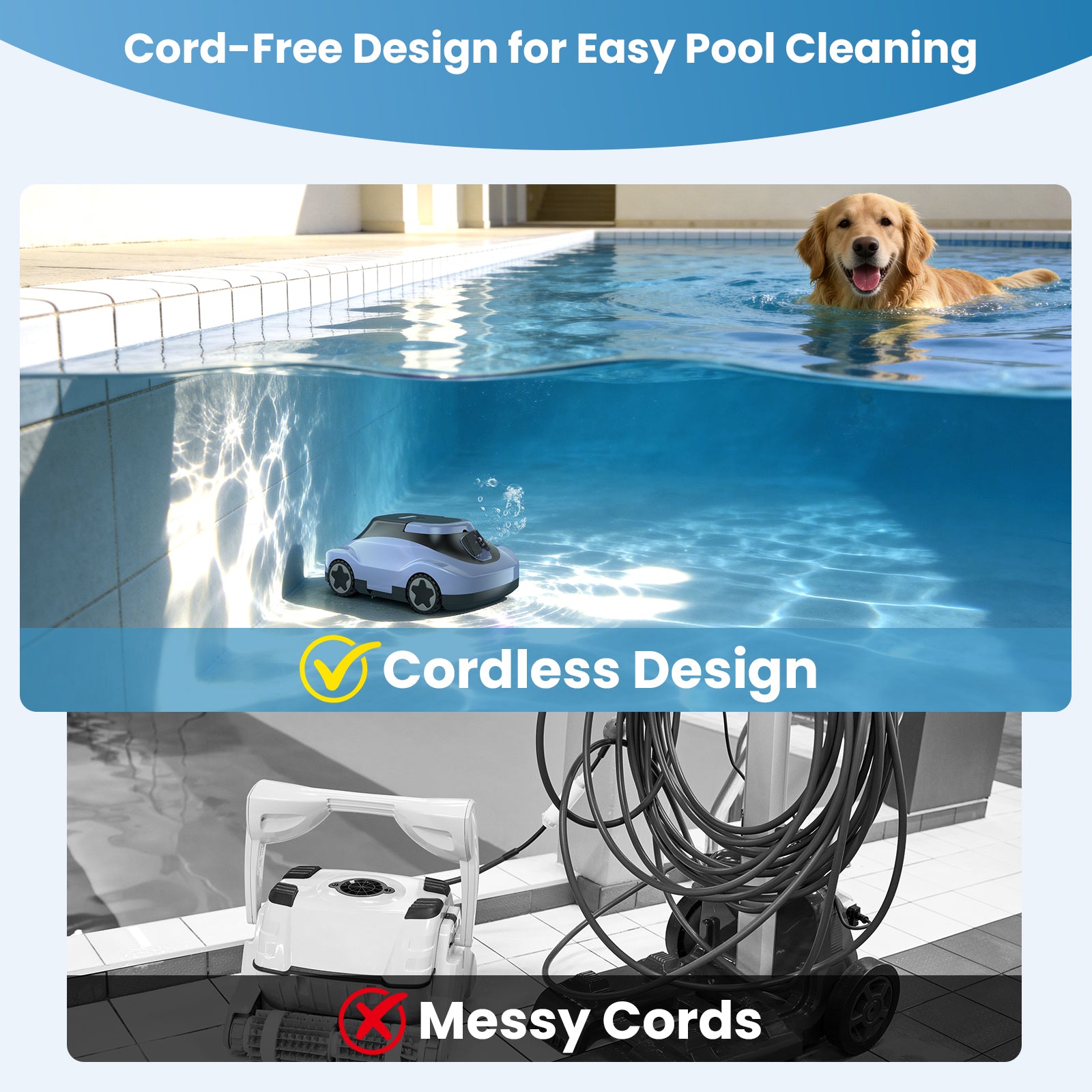 C5 Cordless Robotic Pool Cleaner, Automatic Pool Vacuum with 180-Min Runtime & Auto-Parking for Flat Above-Ground Pools
