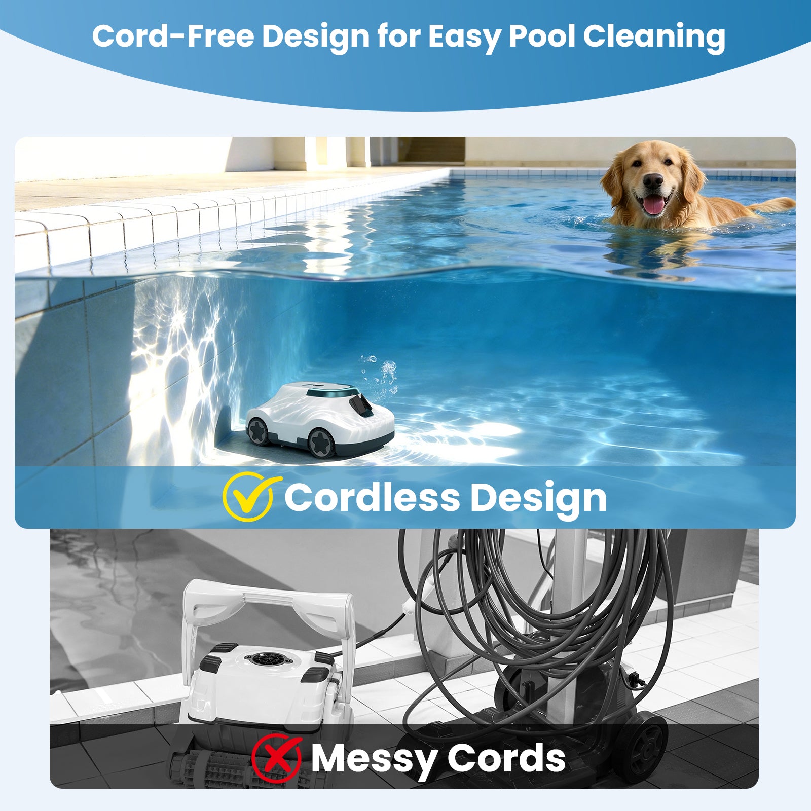 C5 Cordless Robotic Pool Cleaner, Automatic Pool Vacuum with 180-Min Runtime & Auto-Parking for Flat Above-Ground Pools up to 2200 Sq.Ft