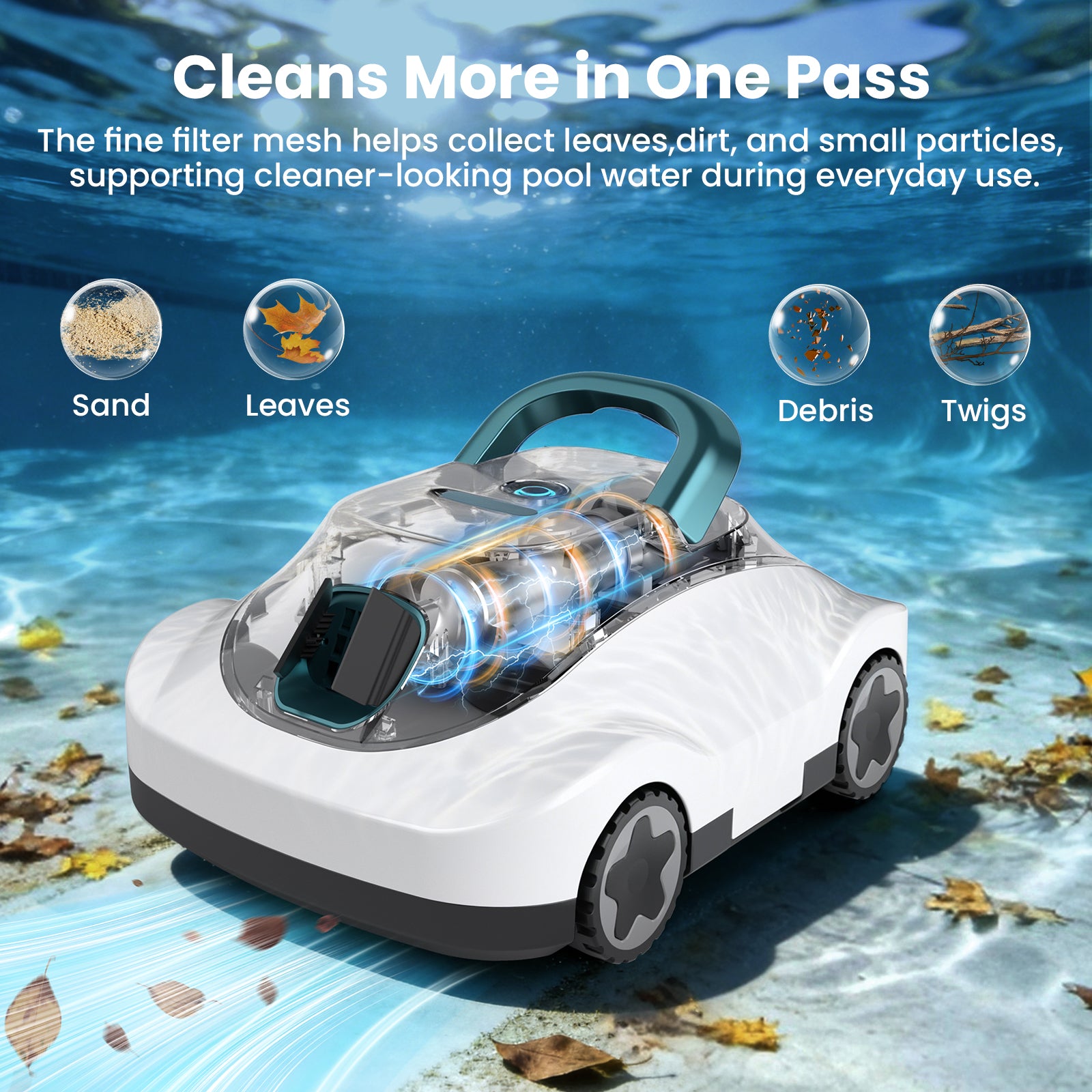C5 Cordless Robotic Pool Cleaner, Automatic Pool Vacuum with 180-Min Runtime & Auto-Parking for Flat Above-Ground Pools up to 2200 Sq.Ft