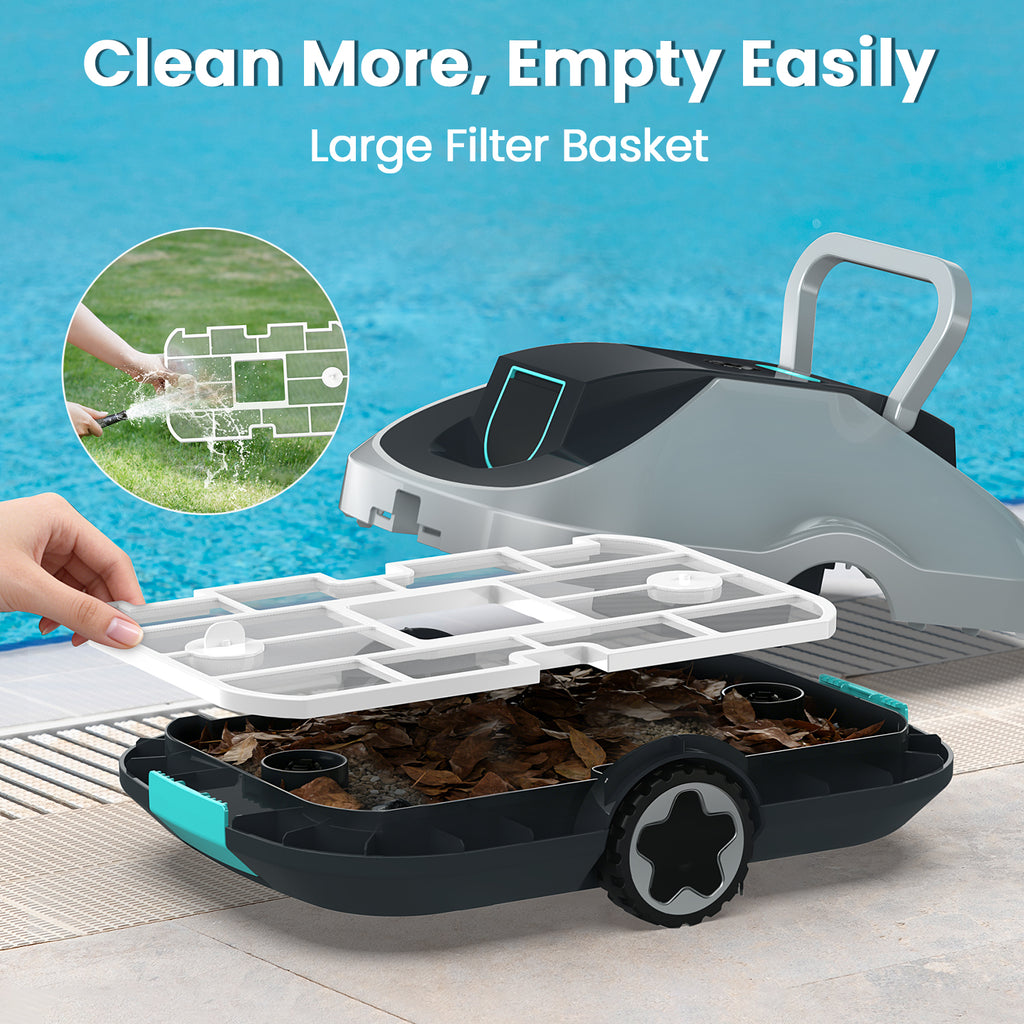 C1 Robotic Pool Cleaner, Cordless Pool Vacuum for Above Ground & Inground Pools, 200mins Runtime Automatic Pool Vacuum Robot for Leaves & Dirt, Powerful Suction up to 2500 sq.ft, Self Parking