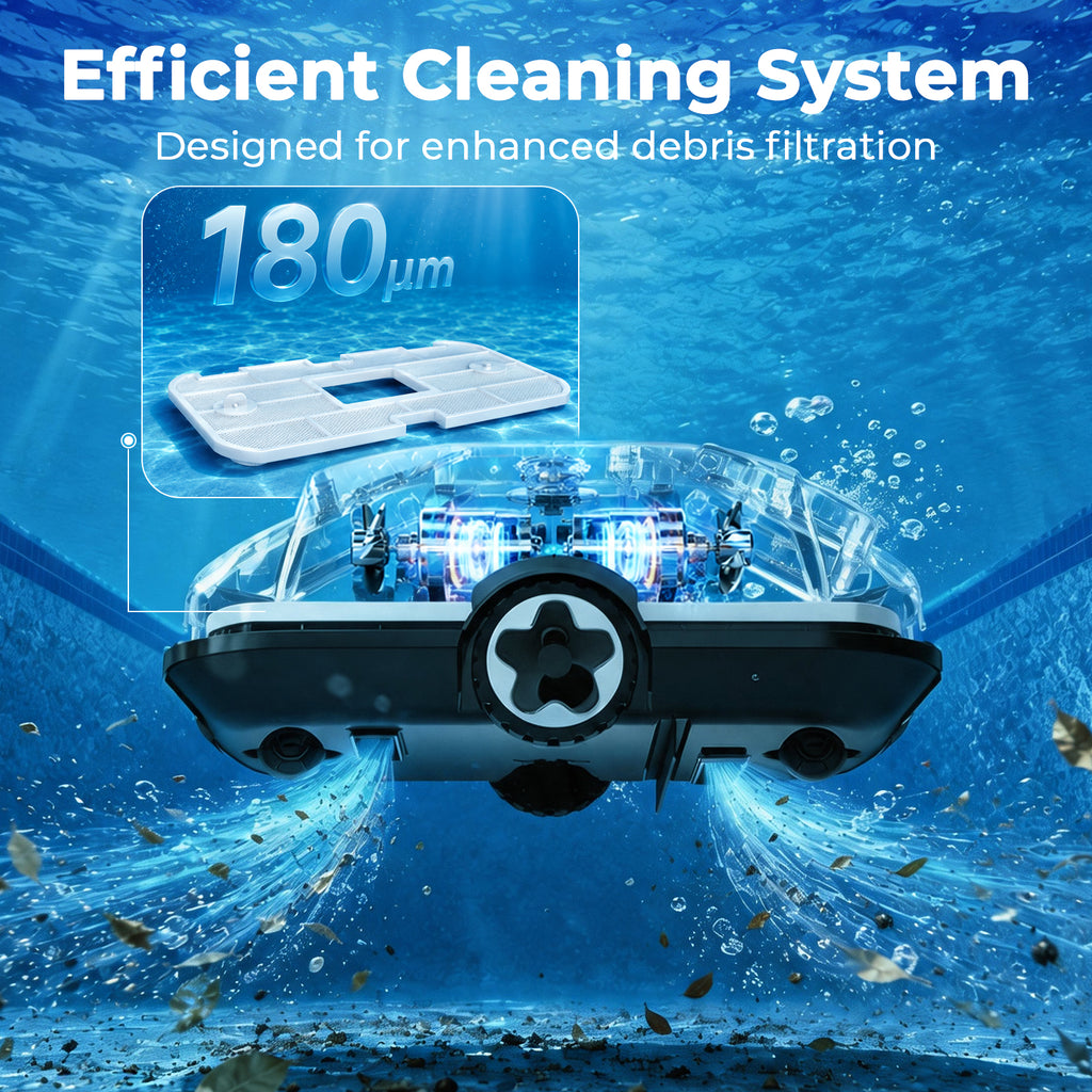 Zebary C1 Robotic Pool Cleaner, 200-Min Cordless Pool Vacuum for Above Ground & Inground Pools up to 2500 Sq.ft, Automatic Pool Vacuum Robot for Leaves & Dirt, Powerful Suction Self-Parking-Teal