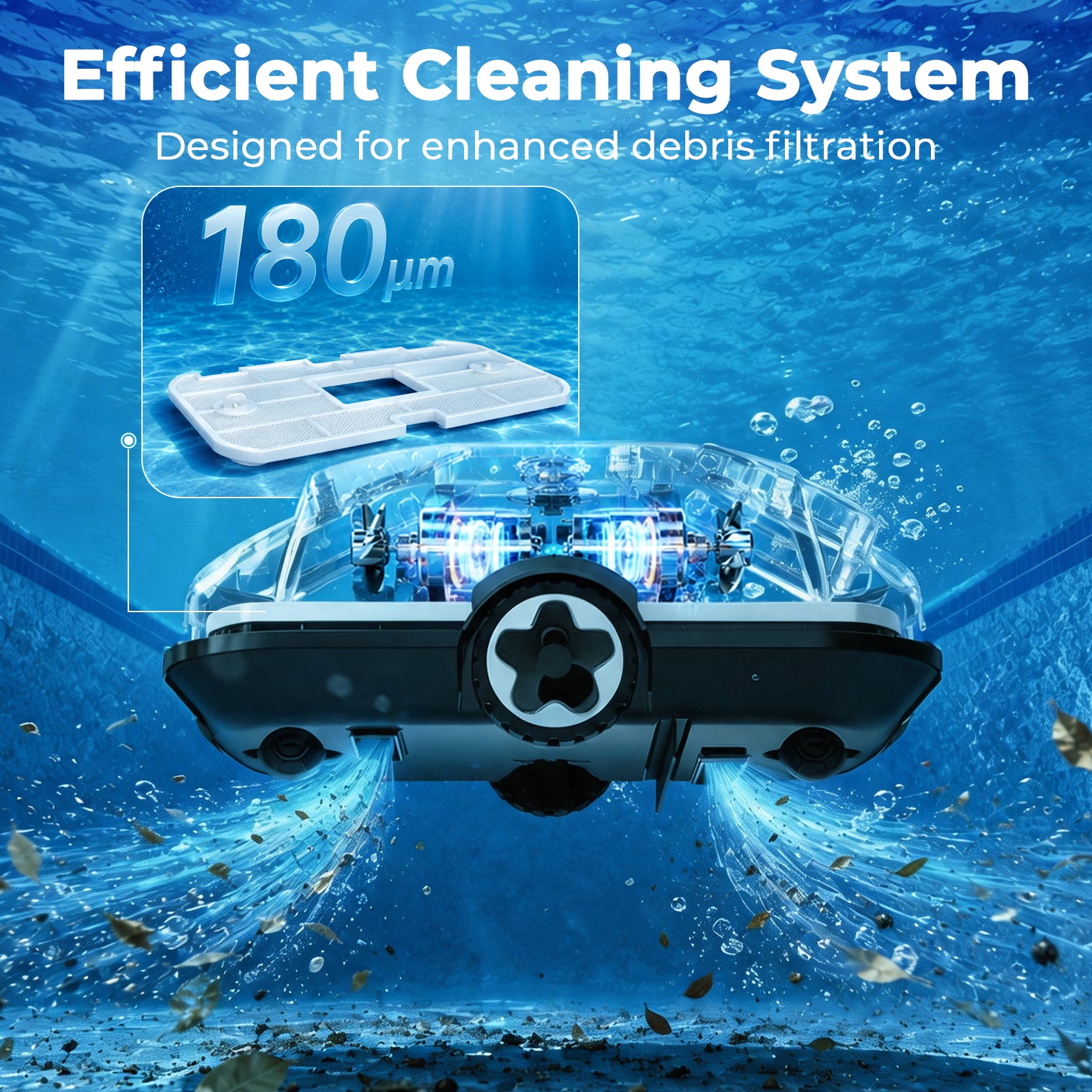 Zebary C1 Robotic Pool Cleaner, 200-Min Cordless Pool Vacuum for Above Ground & Inground Pools up to 2500 Sq.ft, Automatic Pool Vacuum Robot for Leaves & Dirt, Powerful Suction Self-Parking-Teal