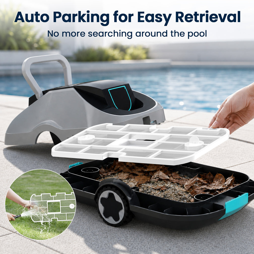 C1 Robotic Pool Cleaner, Cordless Pool Vacuum for Above Ground & Inground Pools, 200mins Runtime Automatic Pool Vacuum Robot for Leaves & Dirt, Powerful Suction up to 2500 sq.ft, Self Parking