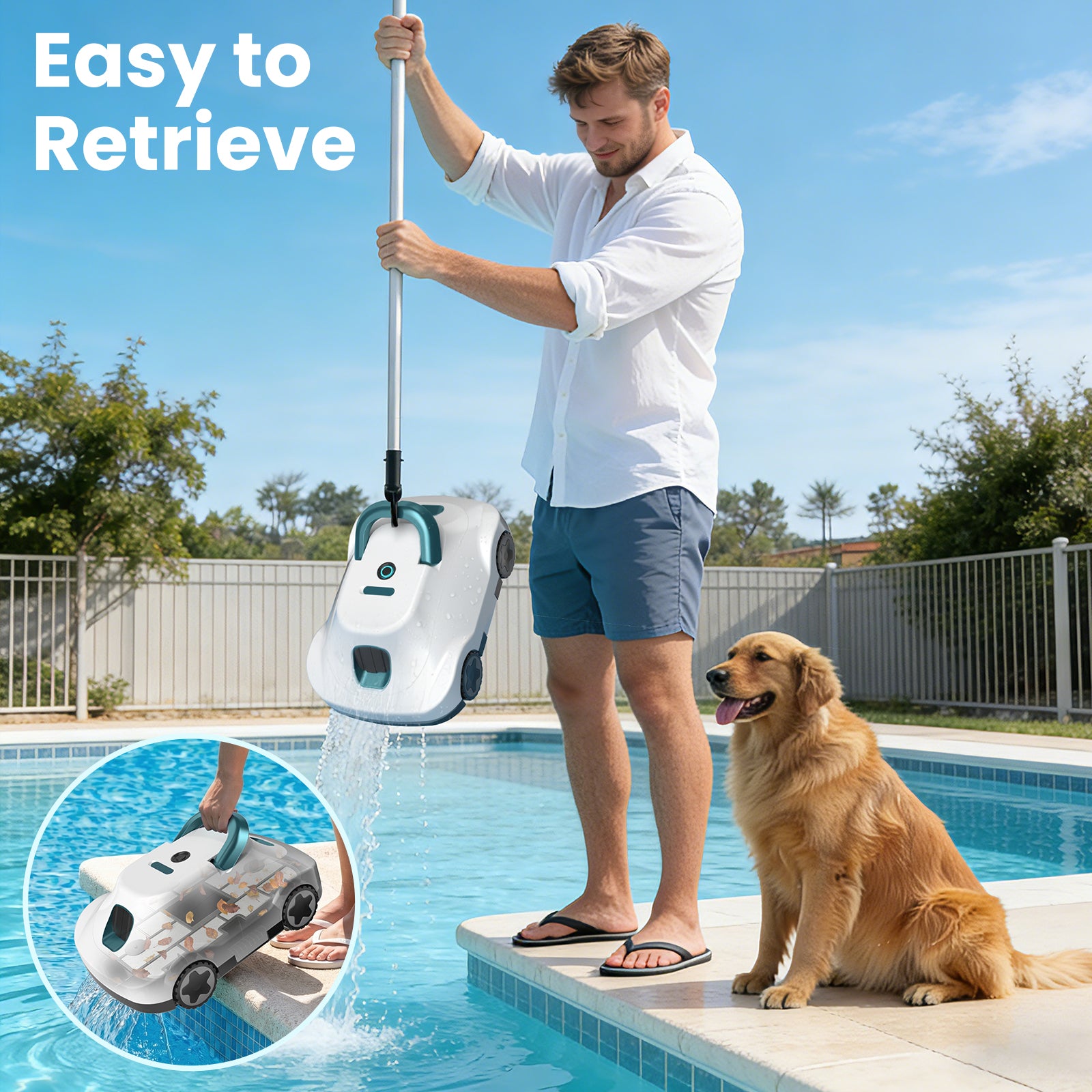 C5 Cordless Robotic Pool Cleaner, Automatic Pool Vacuum with 180-Min Runtime & Auto-Parking for Flat Above-Ground Pools up to 2200 Sq.Ft