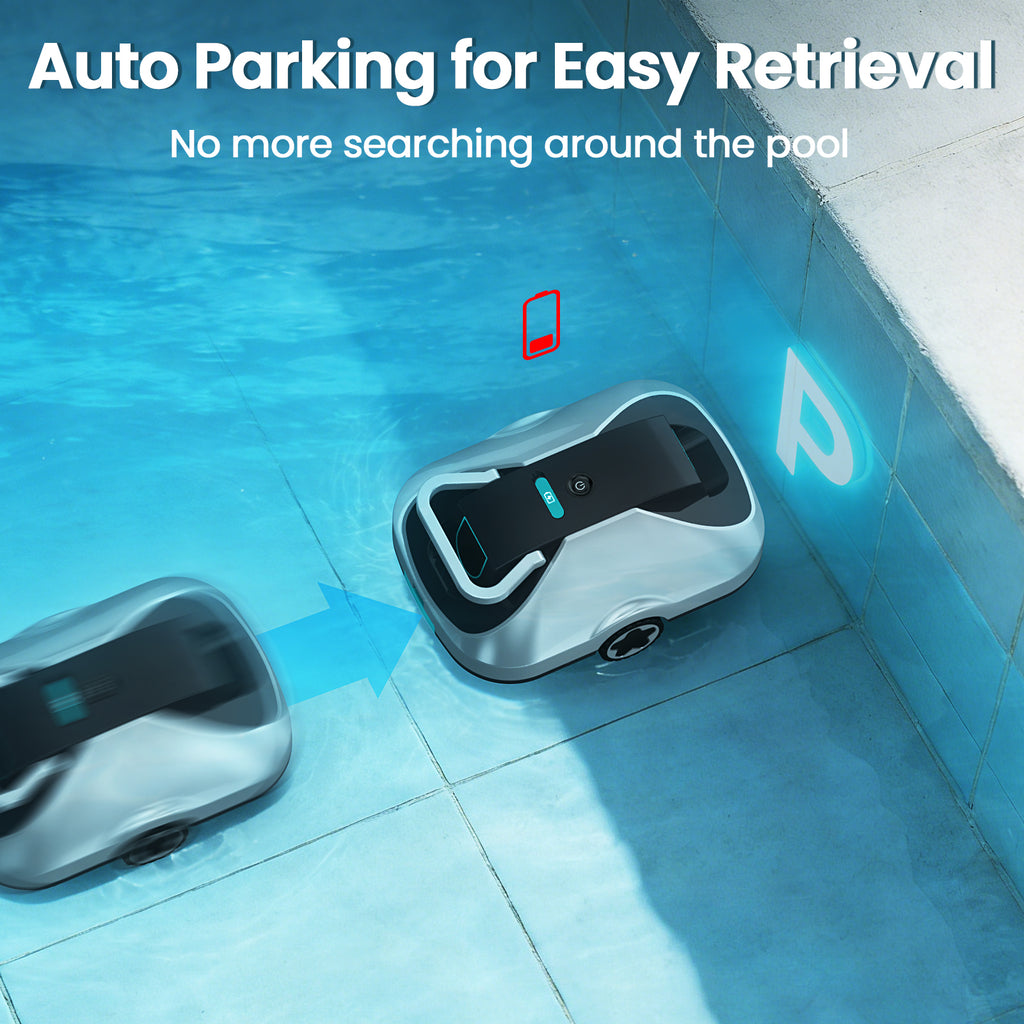 C1 Robotic Pool Cleaner, Cordless Pool Vacuum for Above Ground & Inground Pools, 200mins Runtime Automatic Pool Vacuum Robot for Leaves & Dirt, Powerful Suction up to 2500 sq.ft, Self Parking