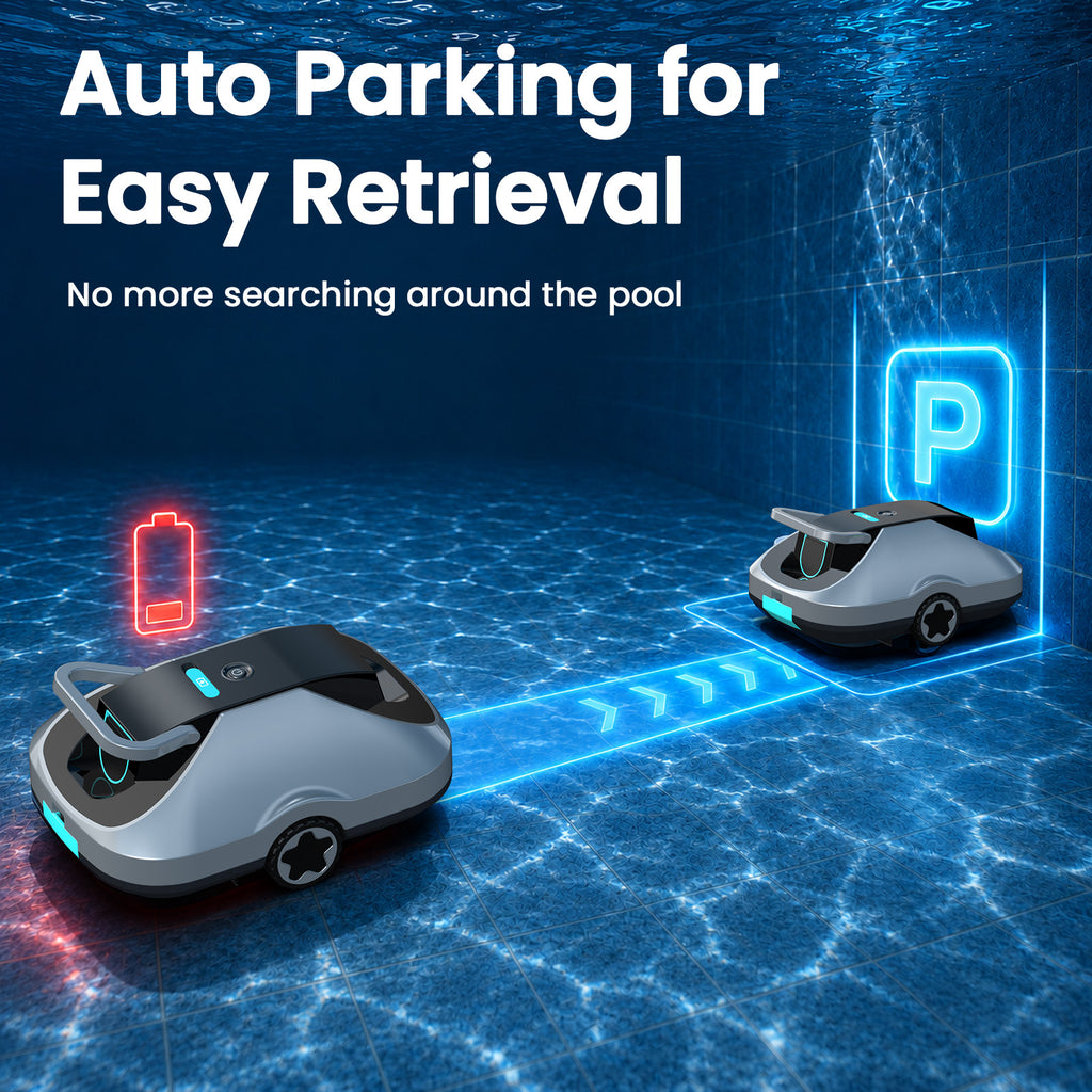 C1 Robotic Pool Cleaner, Cordless Pool Vacuum for Above Ground & Inground Pools, 200mins Runtime Automatic Pool Vacuum Robot for Leaves & Dirt, Powerful Suction up to 2500 sq.ft, Self Parking
