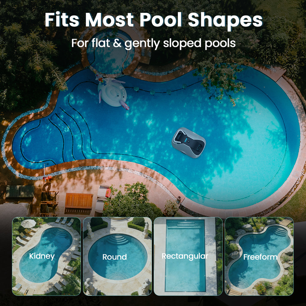 Zebary C1 Robotic Pool Cleaner, 200-Min Cordless Pool Vacuum for Above Ground & Inground Pools up to 2500 Sq.ft, Automatic Pool Vacuum Robot for Leaves & Dirt, Powerful Suction Self-Parking-Teal