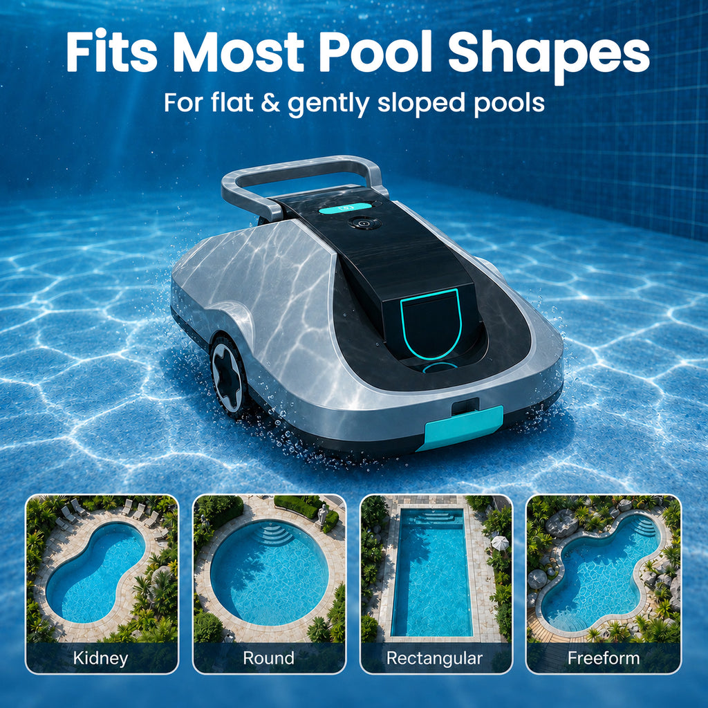 C1 Robotic Pool Cleaner, Cordless Pool Vacuum for Above Ground & Inground Pools, 200mins Runtime Automatic Pool Vacuum Robot for Leaves & Dirt, Powerful Suction up to 2500 sq.ft, Self Parking